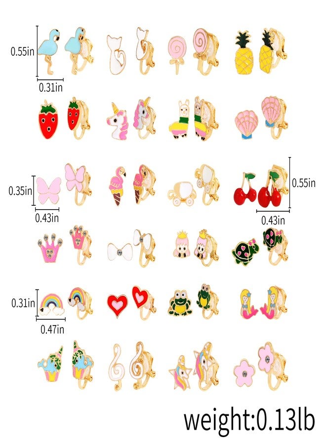 OATHYAN 24 Pairs Clip On Earrings For Women Animal Butterfly Flower Colorful Hypoallergenic Non Pierced Fake Earring (#Style 03) - Image 3